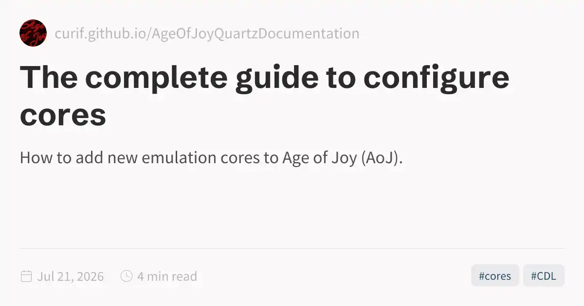 The complete guide to configure cores