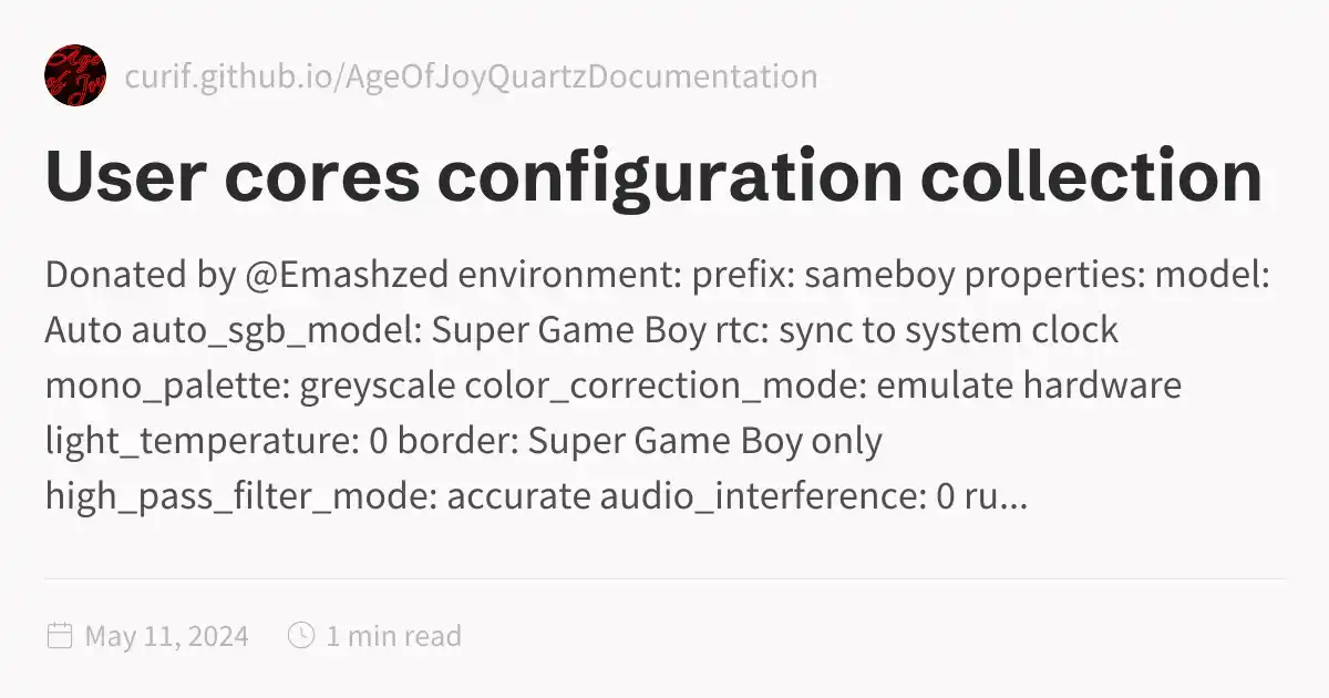 User cores configuration collection